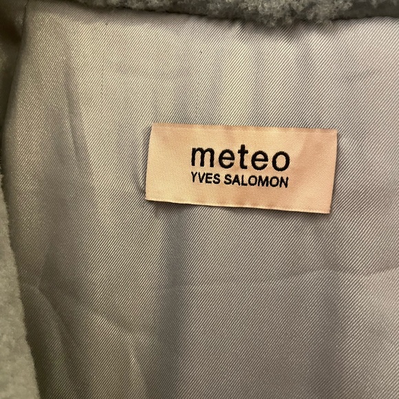 Perfect Condition! Yves Salomon Blue/Grey coat 100% Real Fur Agneau Lamb Size 36 - Picture 6 of 6